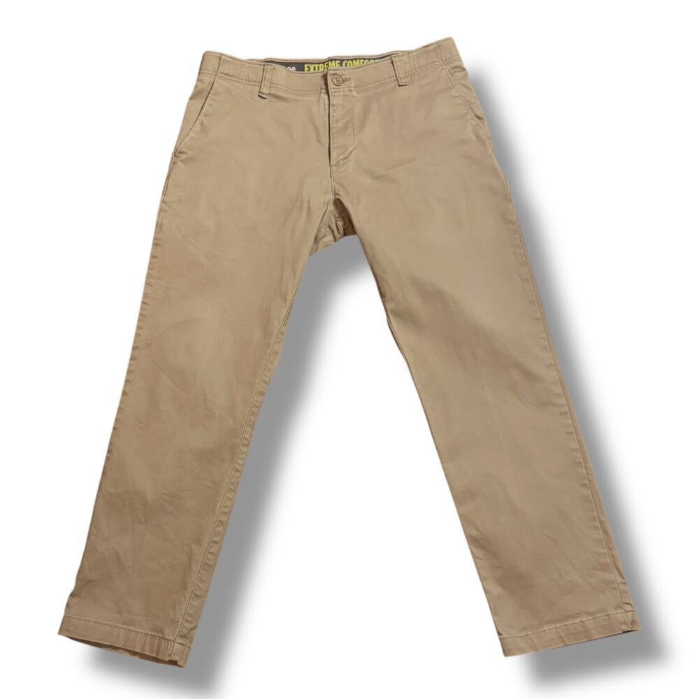 Lee Extreme Comfort Chinos Mens Tan Slim Stretch Waist Pants SZ 34/29